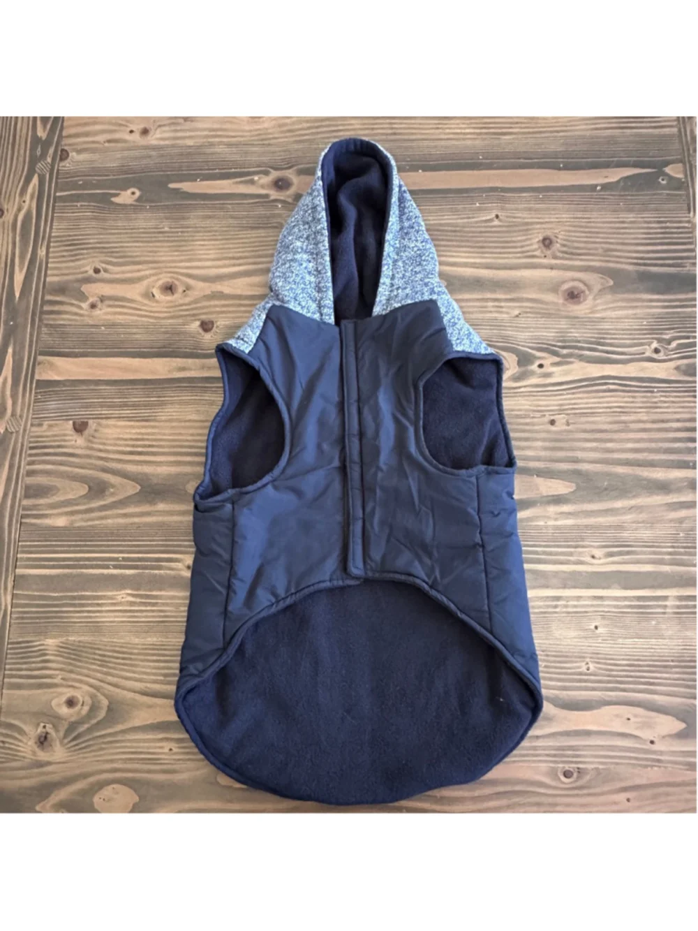 Dog Hooded Vest XL Navy Gray Fleece Lined Winter Coat Pet